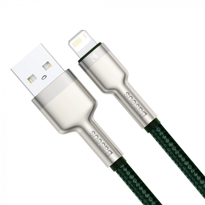 CABLU alimentare si date Baseus Cafule Metal, Fast Charging Data Cable pt. smartphone, USB la Lightning Iphone 2.4A, 1m, verde \\"CALJK-A06\\" (include TV 0.06 lei) [2]