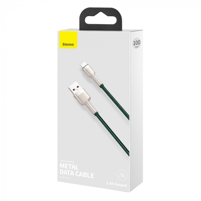 CABLU alimentare si date Baseus Cafule Metal, Fast Charging Data Cable pt. smartphone, USB la Lightning Iphone 2.4A, 1m, verde \\"CALJK-A06\\" (include TV 0.06 lei) [4]