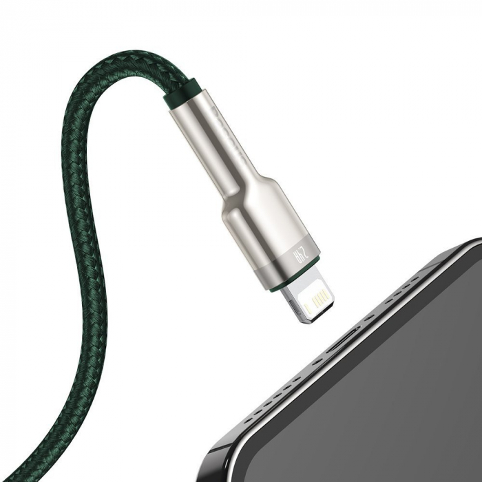 CABLU alimentare si date Baseus Cafule Metal, Fast Charging Data Cable pt. smartphone, USB la Lightning Iphone 2.4A, 1m, verde \\"CALJK-A06\\" (include TV 0.06 lei) [6]