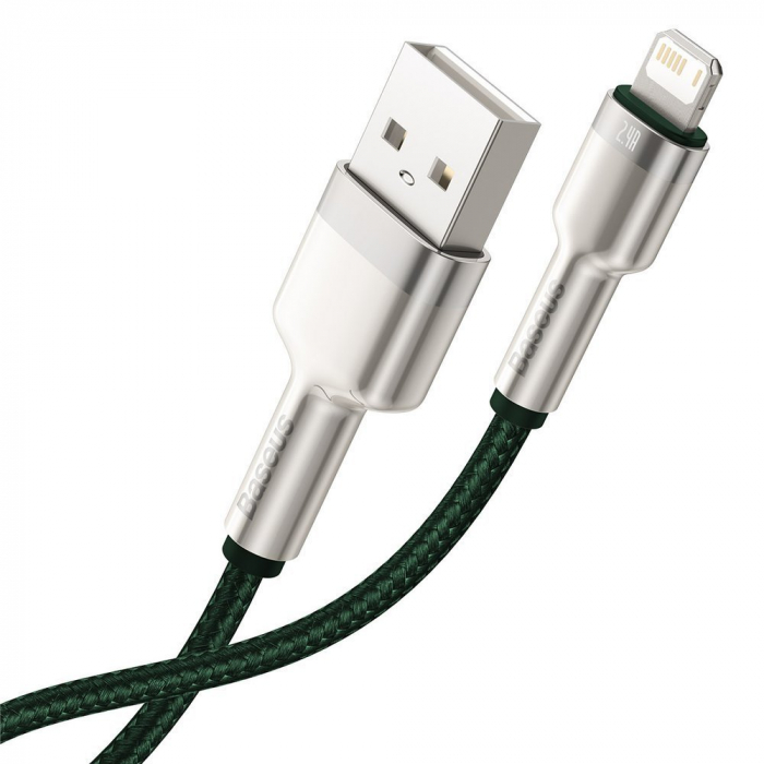 CABLU alimentare si date Baseus Cafule Metal, Fast Charging Data Cable pt. smartphone, USB la Lightning Iphone 2.4A, 1m, verde \\"CALJK-A06\\" (include TV 0.06 lei) [3]