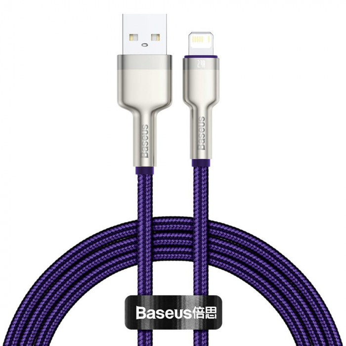 CABLU alimentare si date Baseus Cafule Metal, Fast Charging Data Cable pt. smartphone, USB la Lightning Iphone 2.4A, 1m, violet \\"CALJK-A05\\" [1]