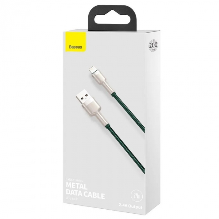 CABLU alimentare si date Baseus Cafule Metal, Fast Charging Data Cable pt. smartphone, USB la Lightning Iphone 2.4A, 2m, verde \\"CALJK-B06\\" (include TV 0.06 lei) [4]