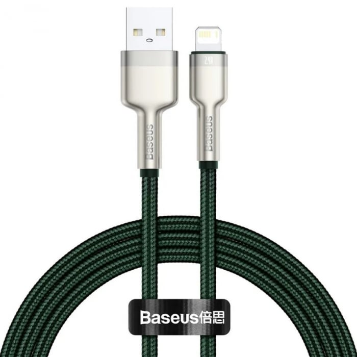 CABLU alimentare si date Baseus Cafule Metal, Fast Charging Data Cable pt. smartphone, USB la Lightning Iphone 2.4A, 2m, verde \\"CALJK-B06\\" (include TV 0.06 lei) [1]