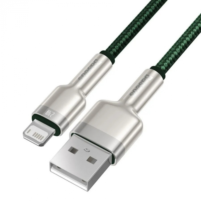 CABLU alimentare si date Baseus Cafule Metal, Fast Charging Data Cable pt. smartphone, USB la Lightning Iphone 2.4A, 2m, verde \\"CALJK-B06\\" (include TV 0.06 lei) [2]