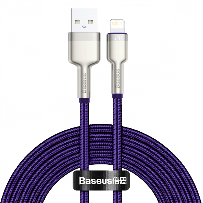 CABLU alimentare si date Baseus Cafule Metal, Fast Charging Data Cable pt. smartphone, USB la Lightning Iphone 2.4A, 2m, violet \\"CALJK-B05\\" [1]