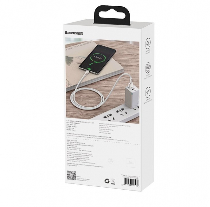 CABLU alimentare si date Baseus Cafule Metal, Fast Charging Data Cable pt. smartphone, USB la USB Type-C 66W, 2m, alb "CAKF000202" (include timbru verde 0.25 lei) - 6953156209787 [3]