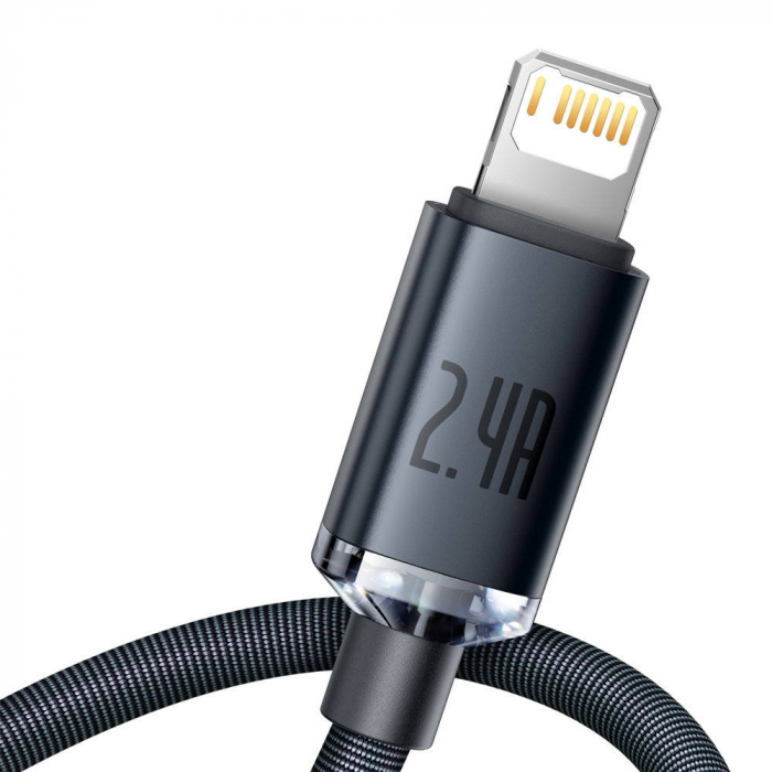CABLU alimentare si date Baseus Crystal Shine, Fast Charging Data Cable pt. smartphone, USB la Lightning Iphone 2.4A, 1.2m, negru \\"CAJY000001\\" (include timbru verde 0.25 lei) [2]