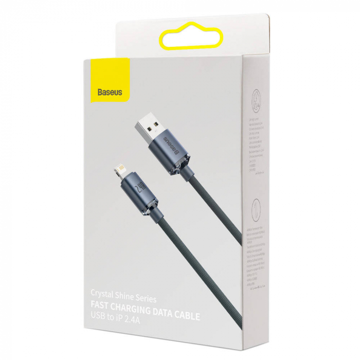 CABLU alimentare si date Baseus Crystal Shine, Fast Charging Data Cable pt. smartphone, USB la Lightning Iphone 2.4A, 1.2m, negru \\"CAJY000001\\" (include timbru verde 0.25 lei) [3]