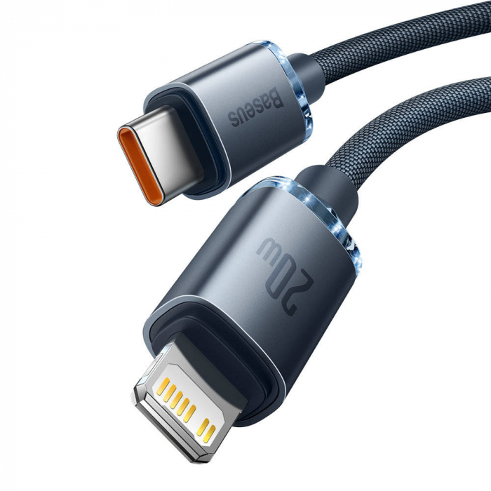 CABLU alimentare si date Baseus Crystal Shine, Fast Charging Data Cable pt. smartphone, USB Type-C la Lightning Iphone PD 20W, 1.2m, negru \\"CAJY000201\\" (include timbru verde 0.25 lei) [2]