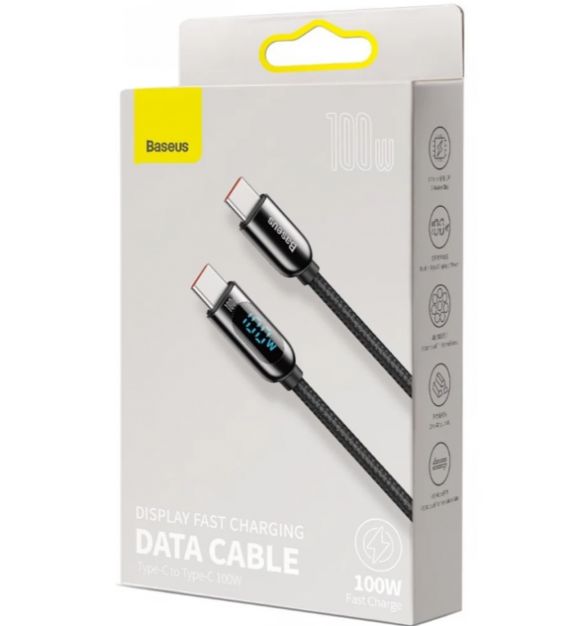 CABLU alimentare si date Baseus Display, Fast Charging Data Cable pt. smartphone, USB Type-C la USB Type-C 100W, braided, 2m, negru "CATSK-C01" (include timbru verde 0.25 lei) [4]