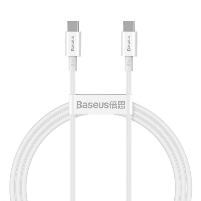 CABLU alimentare si date Baseus Superior, Fast Charging Data Cable pt. smartphone, USB Type-C la USB Type-C 100W, 1m, alb \\"CATYS-B02\\" (include timbru verde 0.25 lei) [1]