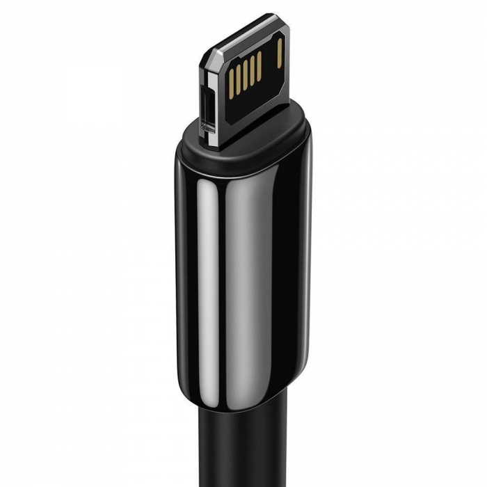 CABLU alimentare si date Baseus Tungsten Gold, Fast Charging Data Cable pt. smartphone, USB la Lightning Iphone 2.4A, brodat, 2m, rezistent zgarieturi, negru \\"CALWJ-A01\\" (include timbru verde 0.25 [3]