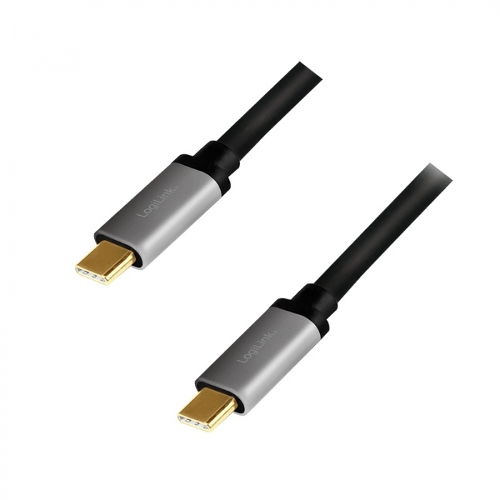 CABLU alimentare si date LOGILINK, pt. smartphone, USB 3.2, USB Type-C (T) la USB Type-C (T),  UltraHD 4K/60Hz, suporta pana la 20V/5A 100W, triplu ecranat,1m, negru, "CUA0107" [1]