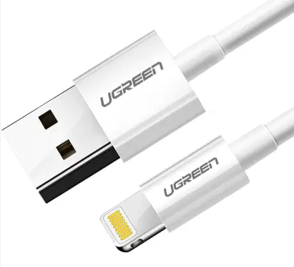 CABLU alimentare si date Ugreen, \\"US155\\", Fast Charging Data Cable pt. smartphone, USB la Lightning Iphone certificare MFI, nickel plating, PVC, 1m, alb \\"20728\\" (include TV 0.06 lei) - 6957303 [1]