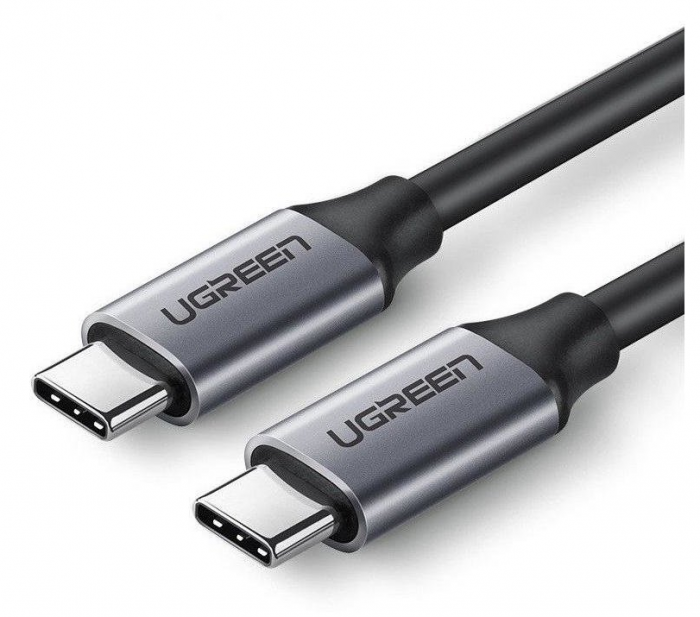 CABLU alimentare si date Ugreen, \\"US161\\", Fast Charging Data Cable pt. smartphone, USB Type-C la USB Type-C 60W/3A, USB 3.1, 5Gbps, nickel plating, PVC, 1.5m, gri \\"50751\\" (include TV 0.06 lei) [1]