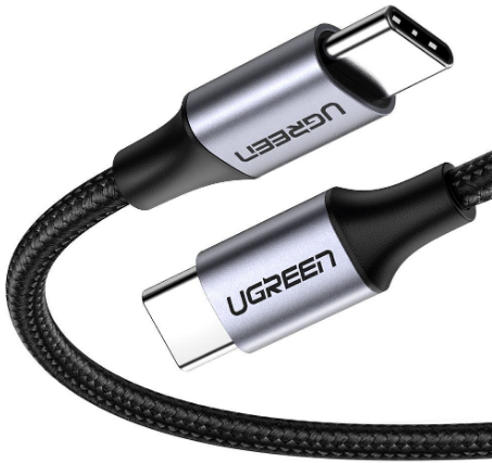 CABLU alimentare si date Ugreen, \\"US261\\", Fast Charging Data Cable pt. smartphone, USB Type-C la USB Type-C 60W/3A, nickel plating, braided, 1m, gri \\"50150\\" (include TV 0.06 lei) - 69573038515 [1]