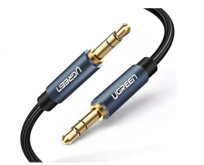 CABLU audio Ugreen, "AV112" stereo (3.5 mm jack T/T), conectori auriti, 1.5m, braided, albastru "10686" (include TV 0.18lei) - 6957303816866 [2]