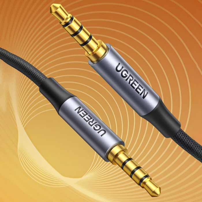 CABLU audio Ugreen, "AV183" stereo 4-pini (3.5 mm jack T/T), conectori auriti, 2m, braided, negru "20782" (include TV 0.18lei) - 6957303827824 [3]
