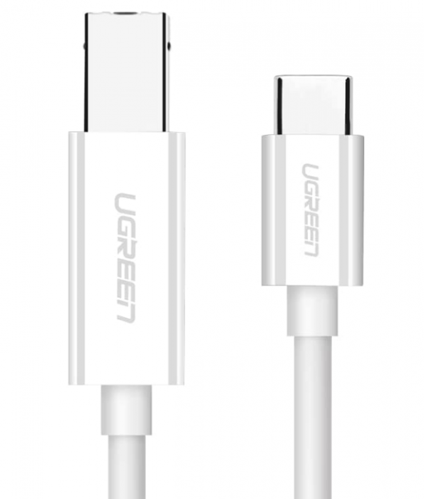CABLU USB Ugreen pt. imprimanta, "US241" USB Type-C (T) la USB 2.0 Type-B (T), 1m, alb, "40560" (include TV 0.06 lei) - 6957303845606 [2]