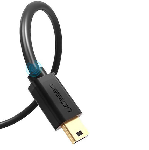CABLU USB Ugreen, "US132" USB 2.0 (T) la Mini-USB (T) 5 Pin, 1m, conectori auriti, negru, "10355" (include TV 0.06 lei) - 6957303813551 [2]