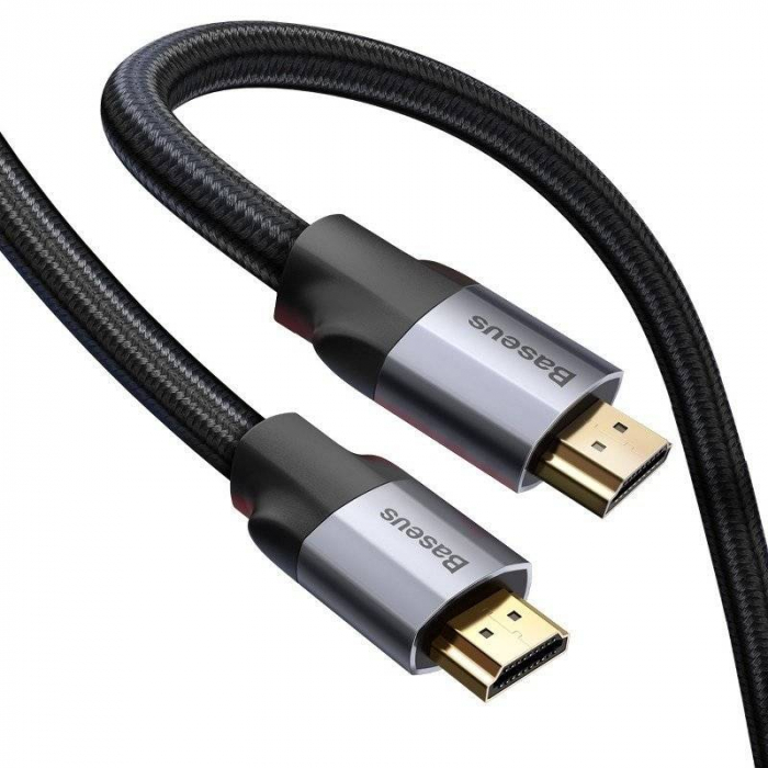 CABLU video Baseus Enjoyment, HDMI (T) la HDMI (T), rezolutie maxima 4K UHD (3840 x 2160) la 60 Hz, conectori auriti, brodat, 3m, gri \\"CAKSX-D0G\\" (include TV 0.8lei) [2]