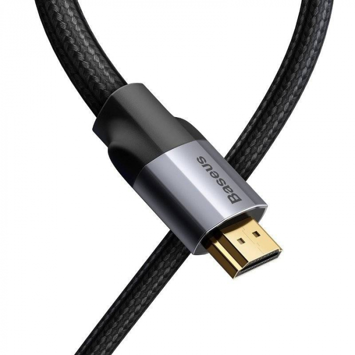 CABLU video Baseus Enjoyment, HDMI (T) la HDMI (T), rezolutie maxima 4K UHD (3840 x 2160) la 60 Hz, conectori auriti, brodat, 3m, gri \\"CAKSX-D0G\\" (include TV 0.8lei) [4]