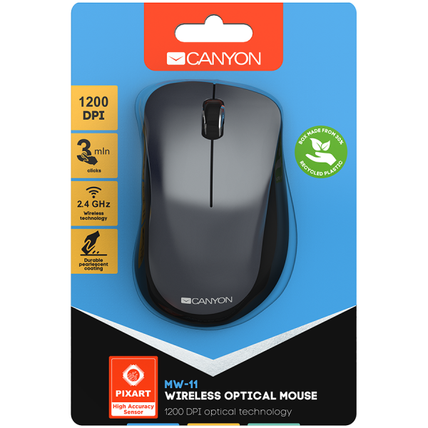 Canyon  2.4 GHz  Wireless mouse ,with 3 buttons, DPI 1200, Battery:AAA*2pcs,Black,67*109*38mm,0.063kg [4]
