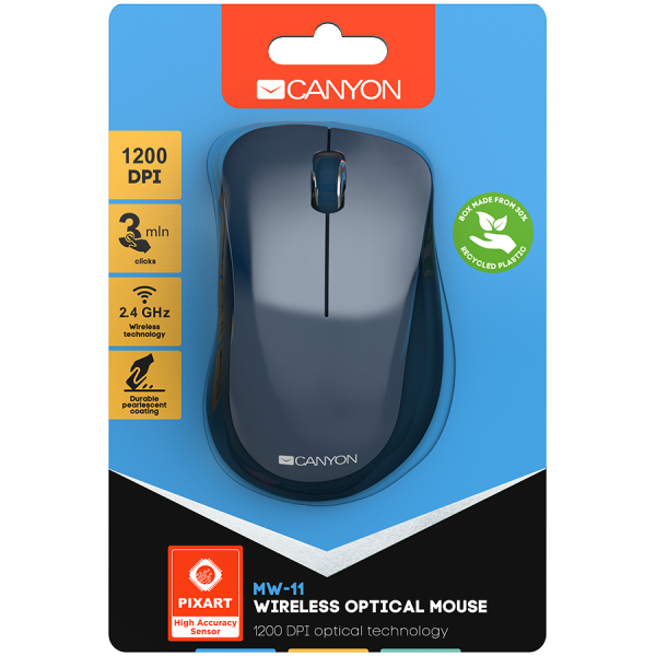 Canyon  2.4 GHz  Wireless mouse ,with 3 buttons, DPI 1200, Battery:AAA*2pcs  ,Blue67*109*38mm 0.063kg [4]