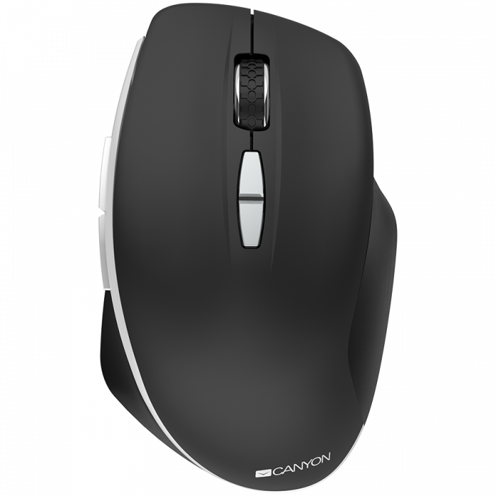Canyon  2.4 GHz  Wireless mouse ,with 7 buttons, DPI 800/1200/1600, Battery: AAA*2pcs,Black,72*117*41mm, 0.075kg [1]