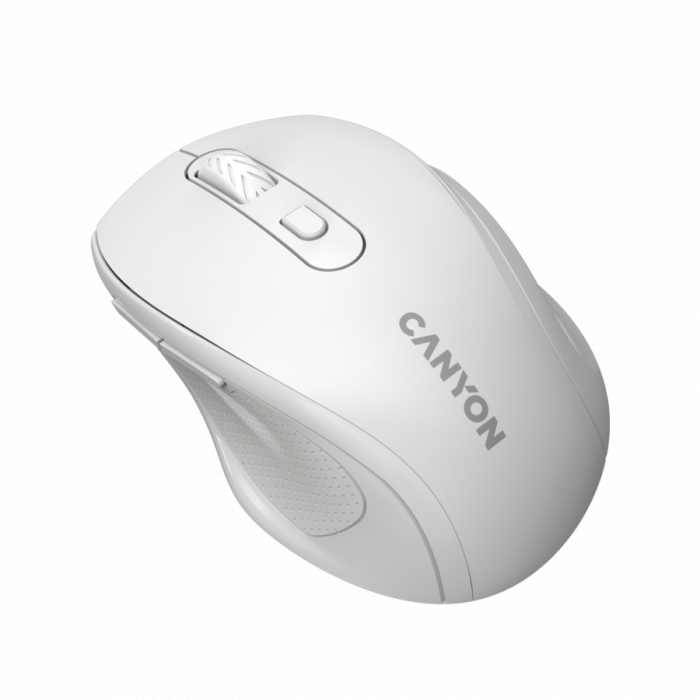 Canyon 6 buttons wireless 2.4Ghz mouse, MX8650A Sensor, DPI up to 1600,Injection case, 3 M life times left and right switches, 2xAAA battery, ABS material, Size: 105x71x40mm, Weight: 59g, white [3]