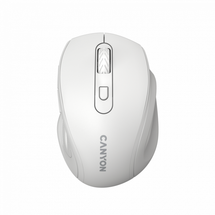 Canyon 6 buttons wireless 2.4Ghz mouse, MX8650A Sensor, DPI up to 1600,Injection case, 3 M life times left and right switches, 2xAAA battery, ABS material, Size: 105x71x40mm, Weight: 59g, white [1]