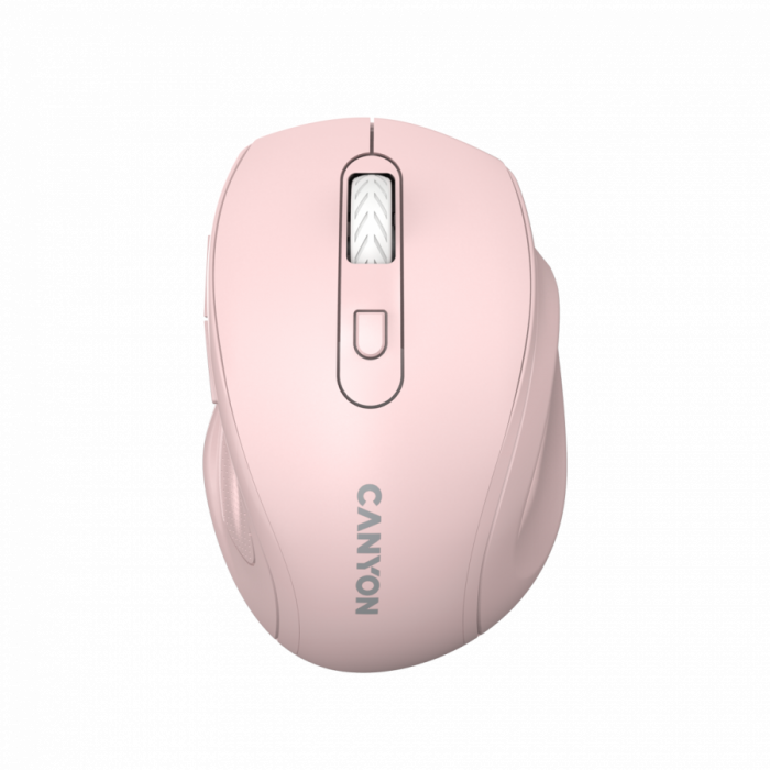 Canyon 6 buttons wireless 2.4Ghz mouse, MX8650A Sensor, DPI up to 1600,Injection case, 3 M life times left and right switches, 2xAAA battery, ABS material. Size: 105x71x40mm, Weight: 59g, Pink [1]