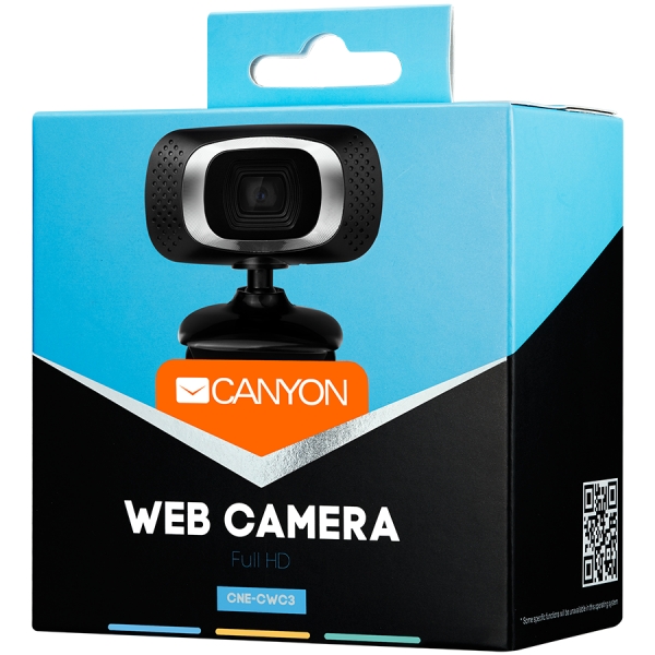 CANYON 720P HD webcam with USB2.0. connector, 360° rotary view scope, 1.0Mega pixels, Resolution 1280*720, cable length 1.25m, Black, 62.2x46.5x57.8mm, 0.074kg [2]