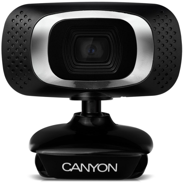 CANYON 720P HD webcam with USB2.0. connector, 360° rotary view scope, 1.0Mega pixels, Resolution 1280*720, cable length 1.25m, Black, 62.2x46.5x57.8mm, 0.074kg [1]