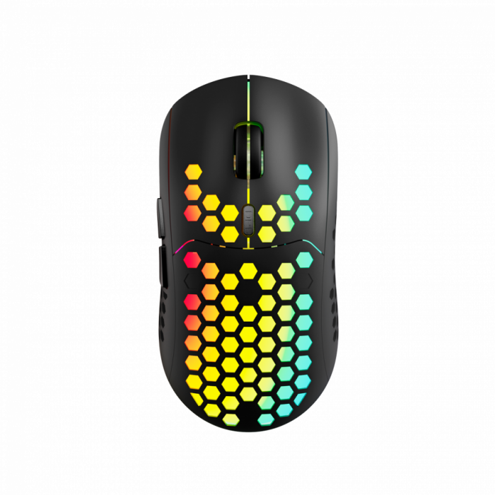 Canyon 7keys Gaming 2.4G wireless mouse, KA8 sensor, DPI up to 1600, rubber coating on panel, Huano 1million switch, 45cm PVC cable, ABS material. 400mAh battery, size: 125.8*63.7*41mm, weight: 95g, B [1]