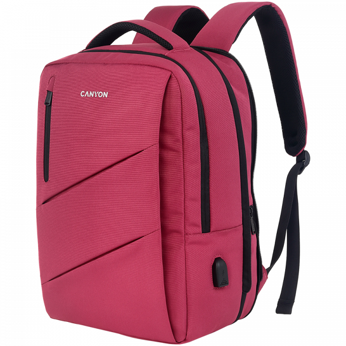 CANYON BPE-5, Laptop backpack for 15.6 inch, Product spec/size(mm): 400MM x300MM x 120MM(+60MM), Red, EXTERIOR materials:100% Polyester, Inner materials:100% Polyestermax weight (KGS): 12kgs [2]
