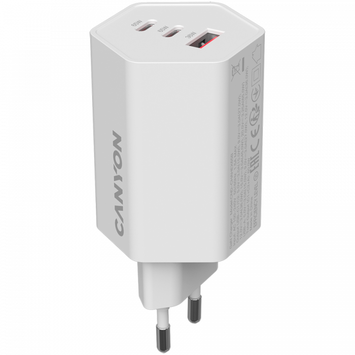 CANYON charger HEXAGON 65 GaN 65W 2xPD 1xQC EU White [1]