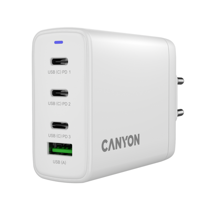 CANYON charger OnCharge 120 GAN Total 120W MAX 3 USB-C +1 USB-A White EU plug [5]