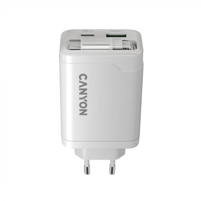 CANYON charger OnCharge 65RC Build-In Cable USB-C 65W 1xPD 1xQC EU White [4]