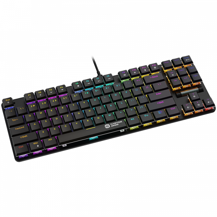 CANYON Cometstrike TKL GK-50, 87keys Mechanical keyboard, 50million times life, with VS11K30A solution, GTMX red switch, Rainbow backlight, 20 modes, 1.8m PVC cable, metal material + ABS, US layout, s [2]