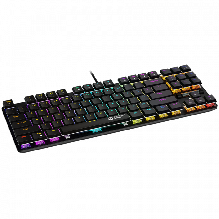 CANYON Cometstrike TKL GK-50, 87keys Mechanical keyboard, 50million times life, with VS11K30A solution, GTMX red switch, Rainbow backlight, 20 modes, 1.8m PVC cable, metal material + ABS, US layout, s [4]