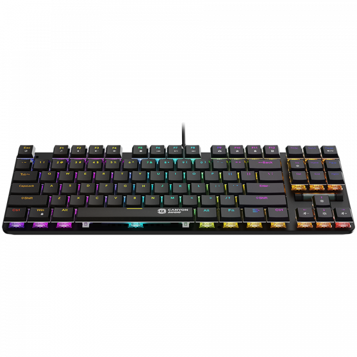 CANYON Cometstrike TKL GK-50, 87keys Mechanical keyboard, 50million times life, with VS11K30A solution, GTMX red switch, Rainbow backlight, 20 modes, 1.8m PVC cable, metal material + ABS, US layout, s [3]