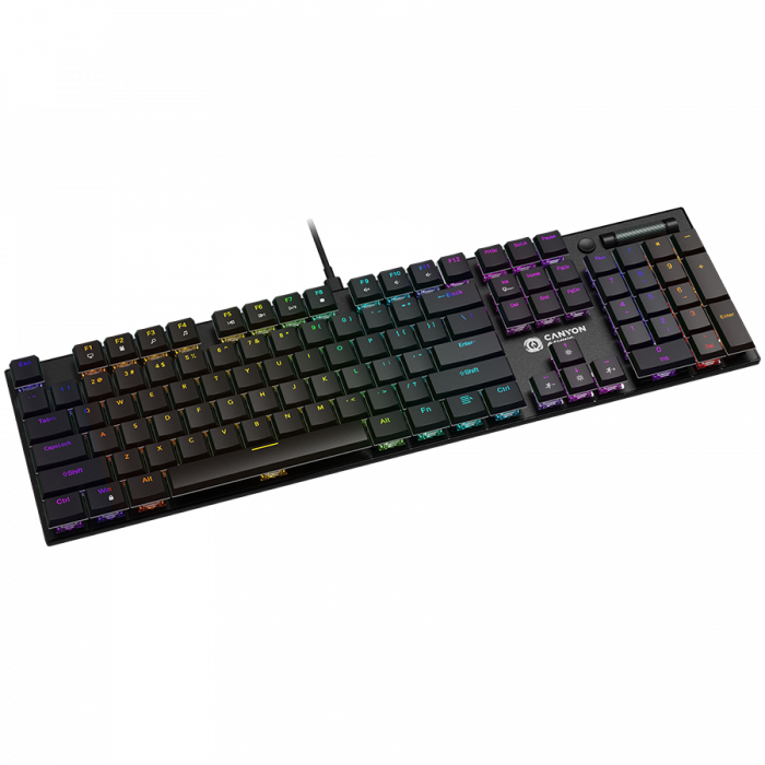 CANYON Cometstrike TKL GK-55, 104keys Mechanical keyboard, 50million times life, with VS11K28A solution, GTMX red switch, RGB backlight, 18 modes, 1.8m PVC cable, metal material + ABS, US layout, size [3]