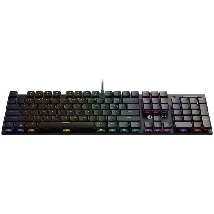 CANYON Cometstrike TKL GK-55, 104keys Mechanical keyboard, 50million times life, with VS11K28A solution, GTMX red switch, RGB backlight, 18 modes, 1.8m PVC cable, metal material + ABS, US layout, size [2]