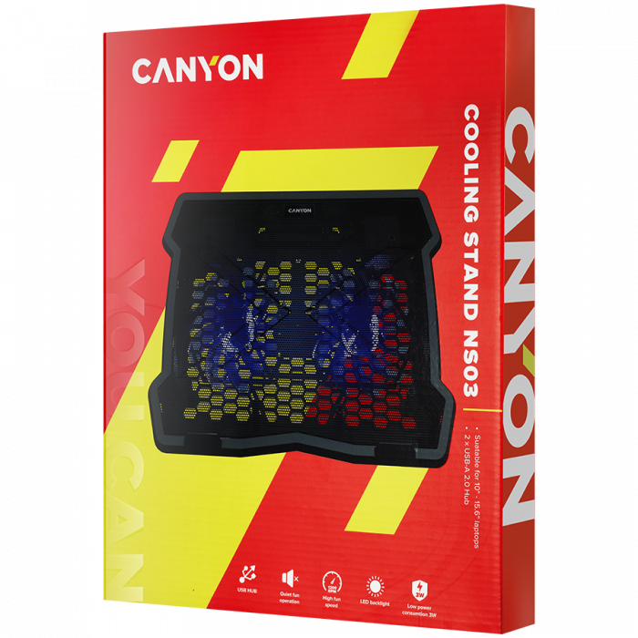 CANYON cooler NS03 3Fan 2USB LED Black [4]