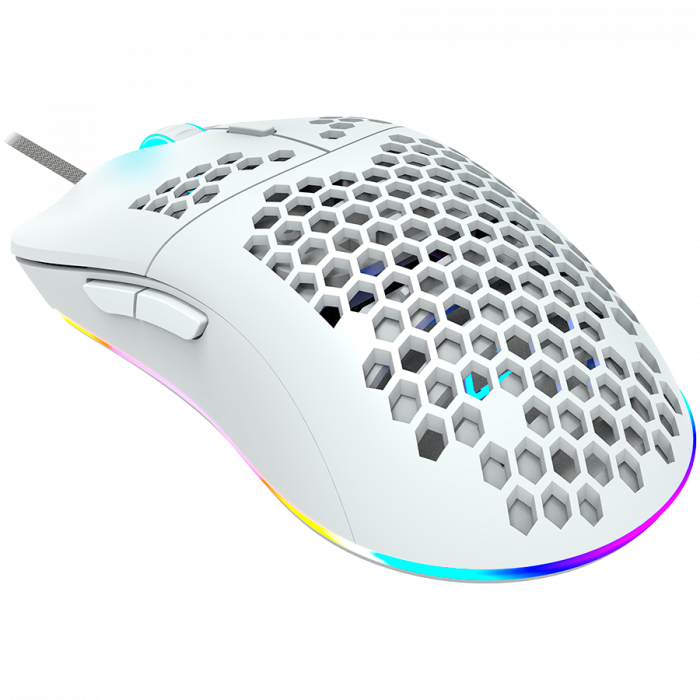 CANYON,Gaming Mouse with 7 programmable buttons, Pixart 3519 optical sensor, 4 levels of DPI and up to 4200, 5 million times key life, 1.65m Ultraweave cable, UPE feet and colorful RGB lights, White,  [4]