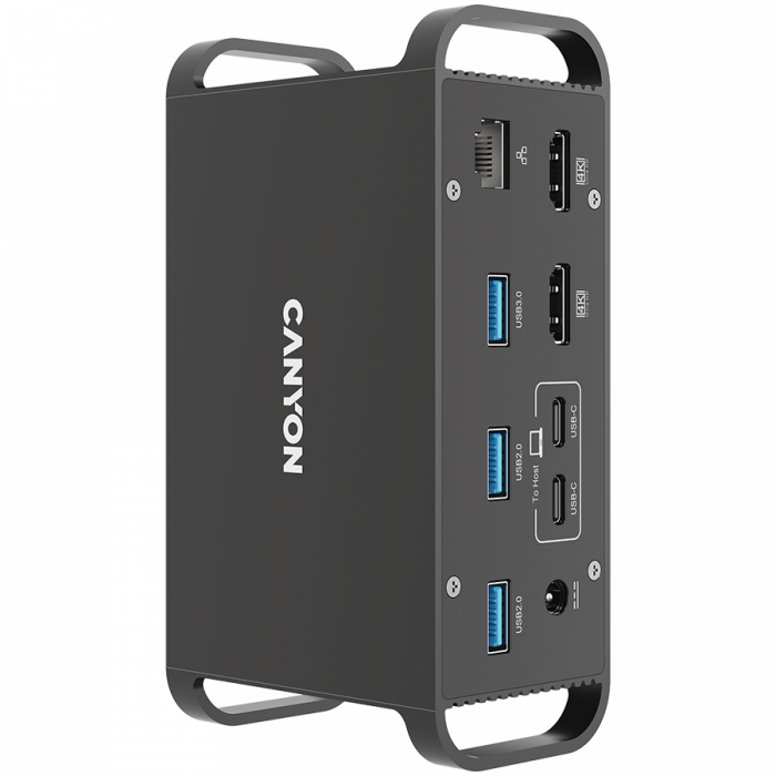 CANYON HDS-95ST, Multiport Docking Station with 14 ports ,with Type C female *4 ,USB3.0*2,USB2.0*2,RJ45*1,HDMI*2,SD card slot,Audio 3.5 audio*1Input 100-240V/100W AC port, Output USB-C PD 60W * 1, Dua [3]