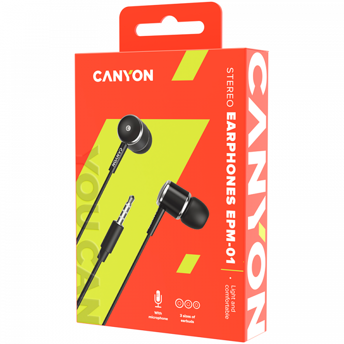 CANYON headphones EPM-01 Mic 1.2m Black [3]