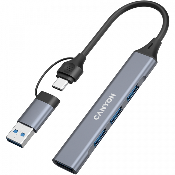 CANYON hub DS-02 4in1 USB-A/C Grey [2]