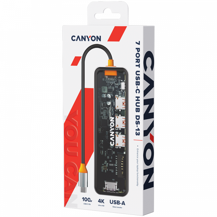 CANYON hub DS-13 7in1 4k USB-C Transparent Space Grey [7]